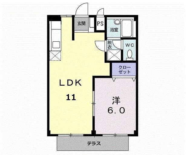 サンハイツ東本郷(1LDK/1階)の間取り写真