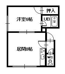 大萬ハイツ(1DK/2階)の間取り写真