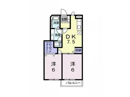 メゾンセレッソA(2DK/1階)の間取り写真