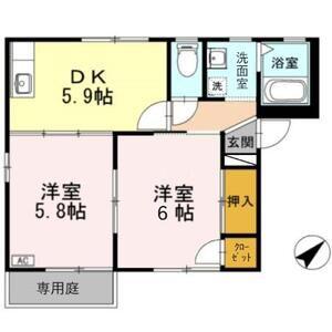 法性寺ハイツアネックス(2DK/1階)の間取り写真