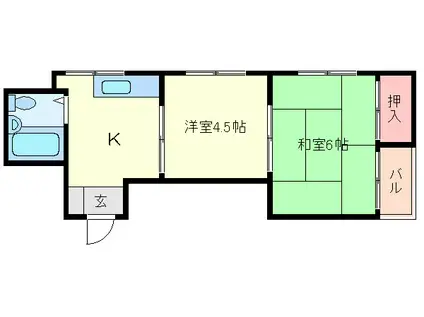 西方ハイツ(2K/2階)の間取り写真