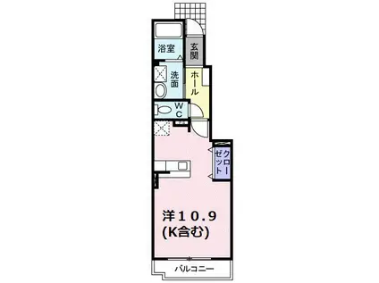 サンリバーヒルズ B(ワンルーム/1階)の間取り写真