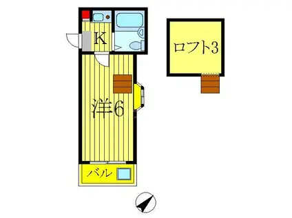 アドヴァンス東金町(1K/2階)の間取り写真
