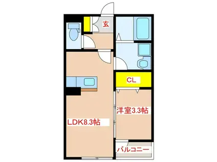 ADATTO(1LDK/2階)の間取り写真