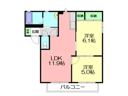 キャロットハウスII(2LDK/1階)の間取り写真