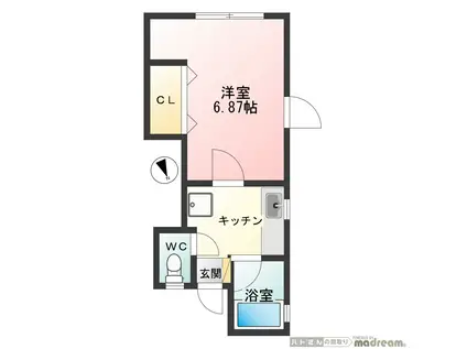 ハイコーポ(1K/2階)の間取り写真