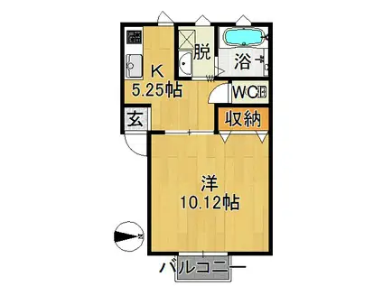 レジデンス西弘前(1K/2階)の間取り写真