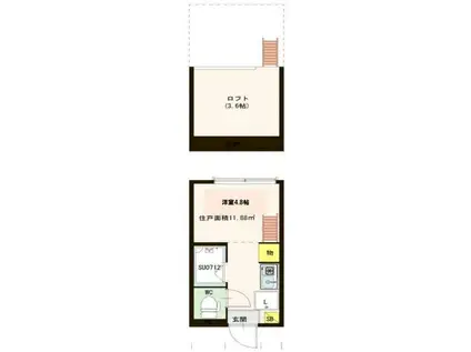 ハーモニーテラス和田(ワンルーム/1階)の間取り写真