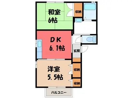 スイート ホームII(2DK/1階)の間取り写真
