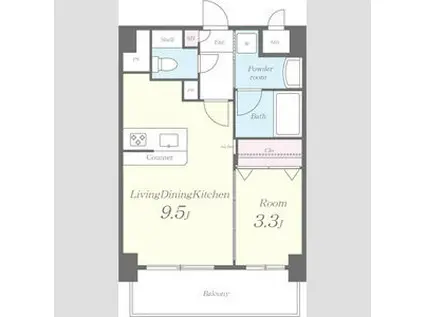 ペリドット長居公園(1LDK/4階)の間取り写真