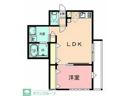 リヒト根岸(1LDK/1階)の間取り写真