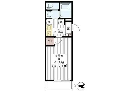 グリシーナ新小岩(1K/1階)の間取り写真