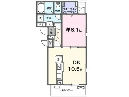 オーランジェII(1LDK/3階)の間取り写真