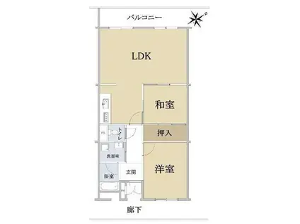 ハイツ東朝霧(2LDK/1階)の間取り写真