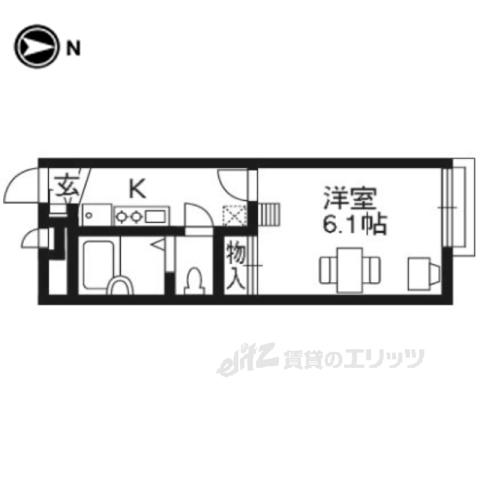 レオパレスZIOUN TRES(1K/1階)の間取り写真