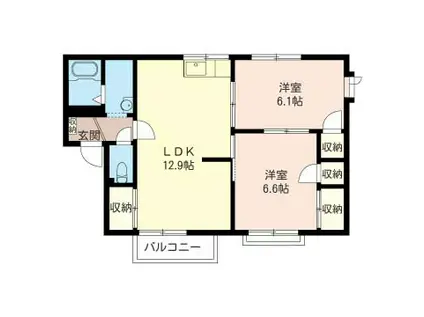 サンハイツフジI(2LDK/2階)の間取り写真