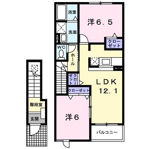 ル・シュマンB(2LDK/2階)の間取り写真