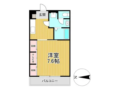 ラ・ヴェリテ水天宮(1K/2階)の間取り写真