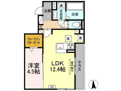 D-CRINUM 富士見町(1LDK/1階)の間取り写真