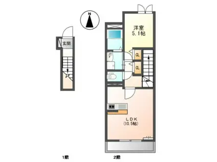 パルティール(1LDK/2階)の間取り写真