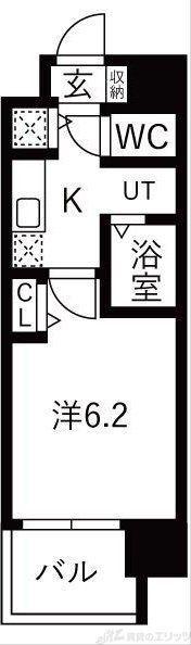 ララプレイス新大阪シエスタ(1K/12階)の間取り写真