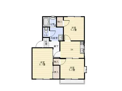 ラプレーヌA(3DK/2階)の間取り写真