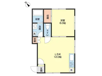 ハウスフロンティア(1LDK/2階)の間取り写真