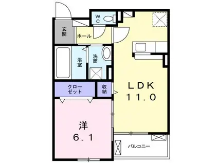 エルヴィータ(1LDK/2階)の間取り写真