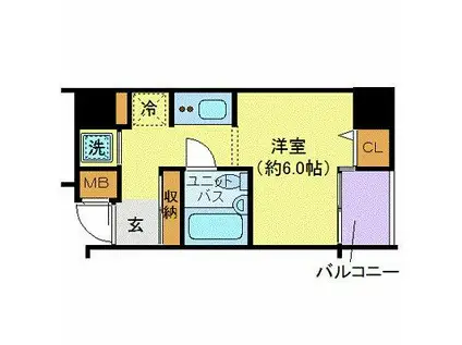 ドルチェ京橋弐番館(ワンルーム/5階)の間取り写真