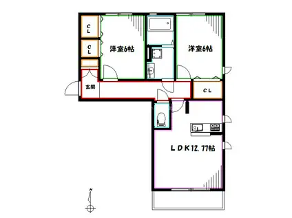 グランフォルス・ルピア(2LDK/1階)の間取り写真