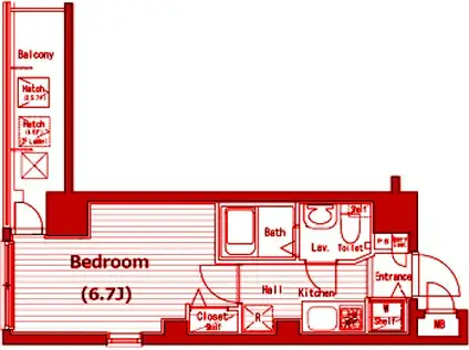 ガラ・シティ横浜西口(1K/4階)の間取り写真