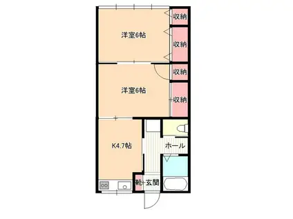 ダイナコーポ(2K/2階)の間取り写真