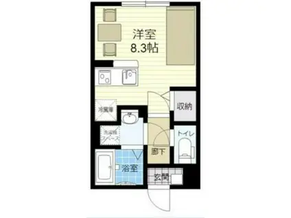 イーストヒルズB棟(1K/2階)の間取り写真