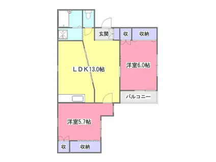 サンエルム 3(2LDK/2階)の間取り写真