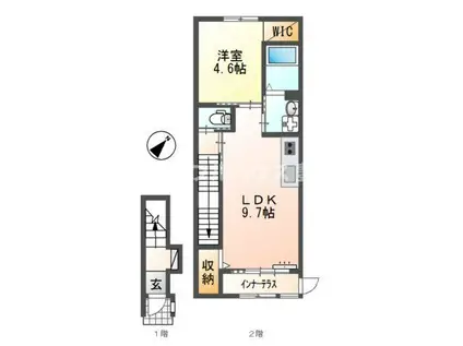 クルール(1LDK/1階)の間取り写真