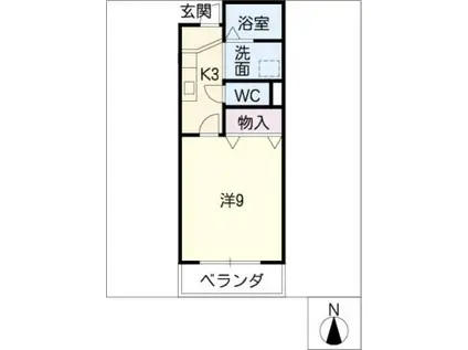 エクセルはぎわら(1K/2階)の間取り写真