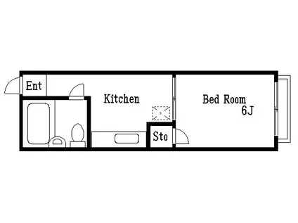 古関ビル(1K/2階)の間取り写真