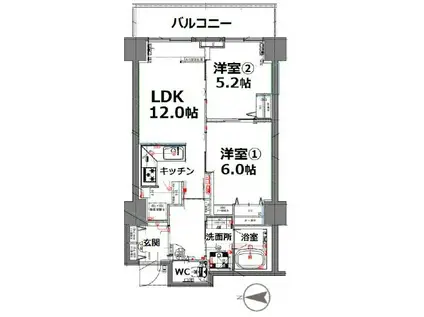 シティコート目黒2棟(2LDK/4階)の間取り写真
