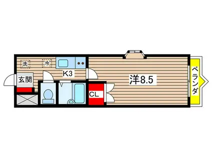 コンフォート祇園(1K/1階)の間取り写真