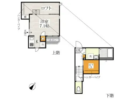 CB東川口フローラ(1K/2階)の間取り写真