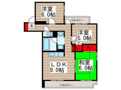 第2荒井プレイス(3LDK/10階)の間取り写真