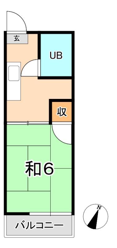 マンション笹沖(1K/1階)の間取り写真