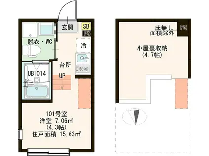 ハーモニーテラス六町VI(ワンルーム/1階)の間取り写真