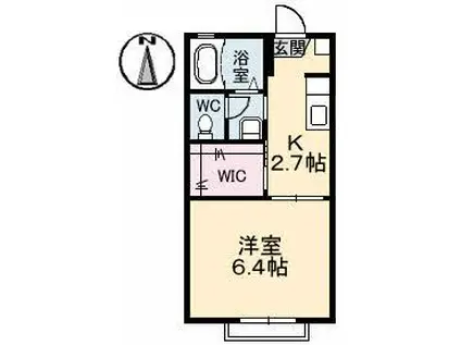 ディアスいわもと(1K/1階)の間取り写真