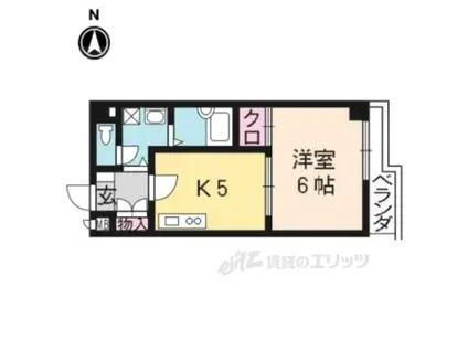 ハイエステート中京(1K/5階)の間取り写真