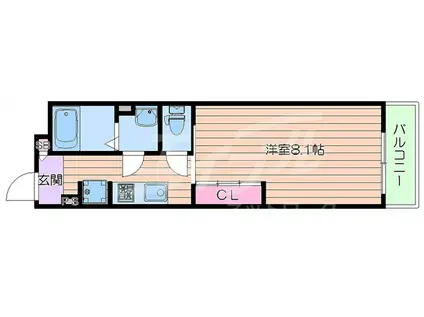 リブリ岸辺OSAKA(1K/2階)の間取り写真