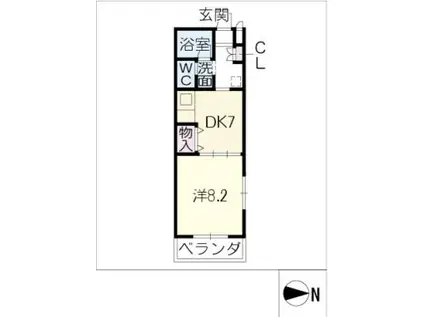 ラピスタウン緑丘通 1DK(1DK/5階)の間取り写真