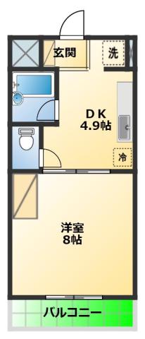 リヴィエールI(1DK/4階)の間取り写真