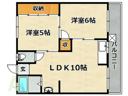 ジョイフル鈴蘭台A棟(2LDK/4階)の間取り写真