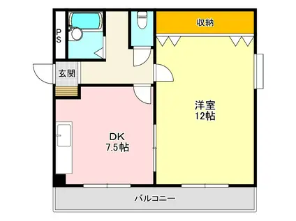 大津池第2マンション(1LDK/1階)の間取り写真